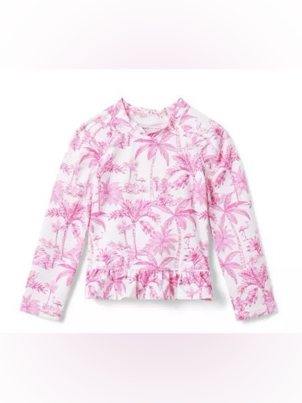 Janie and Jack Pink Flamingo Toile Rash Guard, Size 3T